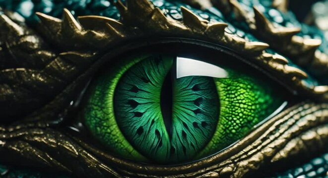 closeup of a green dragon eye