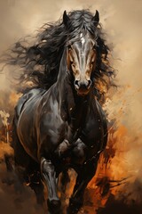A horse painting with a black mane and tail., generative IA