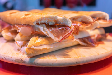 traditional spanish iberian ham sandwich