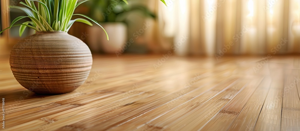 Poster Bamboo flooring with a dry appearance in the background offering space for additional elements in the image