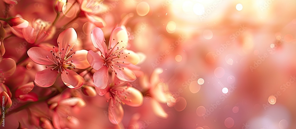 Aufkleber floral background with a blurred spring flower backdrop creating a springtime concept with copy spac