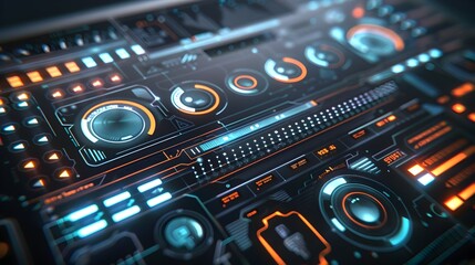 Obraz premium Futuristic 3D Holographic Smart Home Control Panel with Interactive Automation Features