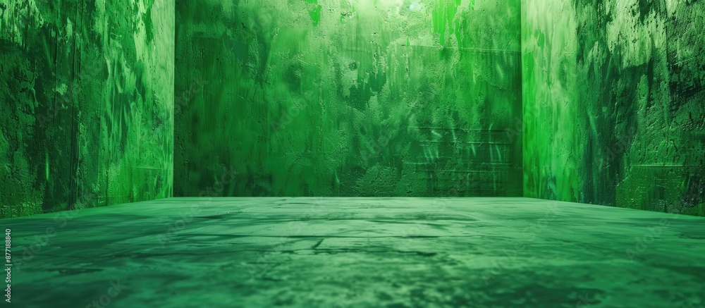 Aufkleber Vivid green backdrop with texture for chroma key compositions featuring copy space image
