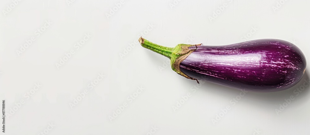 Leinwandbilder Top view image of a fresh eggplant against a blank white backdrop perfect for adding additional content with copy space