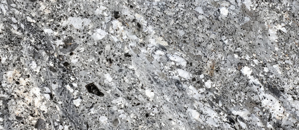 Poster Close up image showing the texture of gray granite with copy space