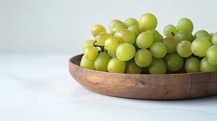 Green Grapes with White Background and Copy Space