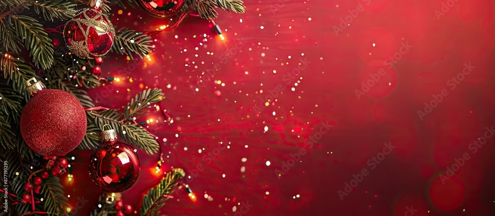 Poster red background christmas greeting card with copy space image