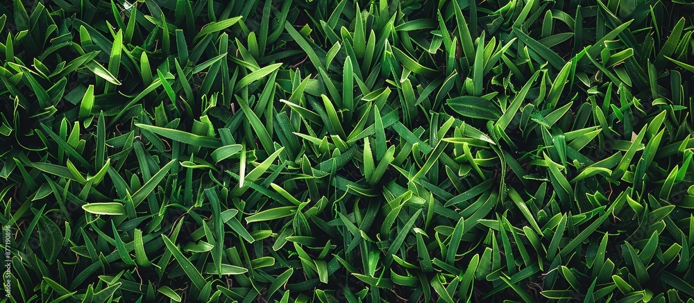 Aufkleber Texture of artificial grass displayed in a copy space image