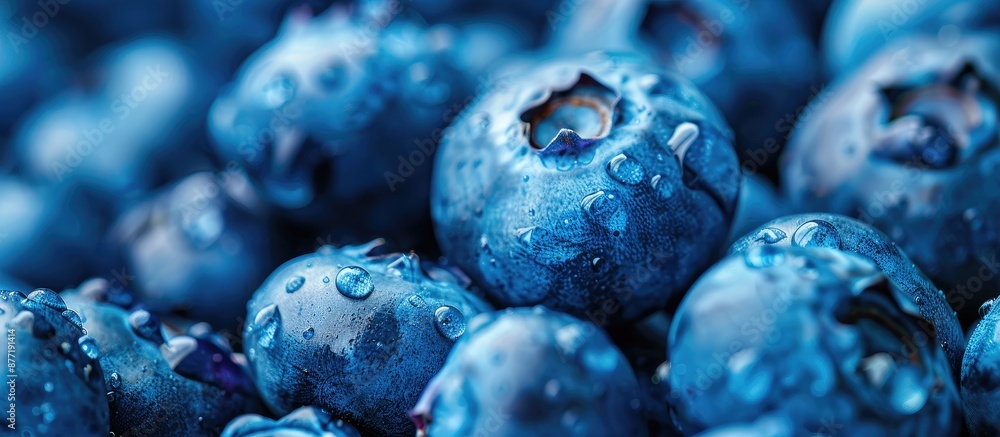 Leinwandbilder Close up texture image of fresh blueberries creating a vibrant background with copy space image