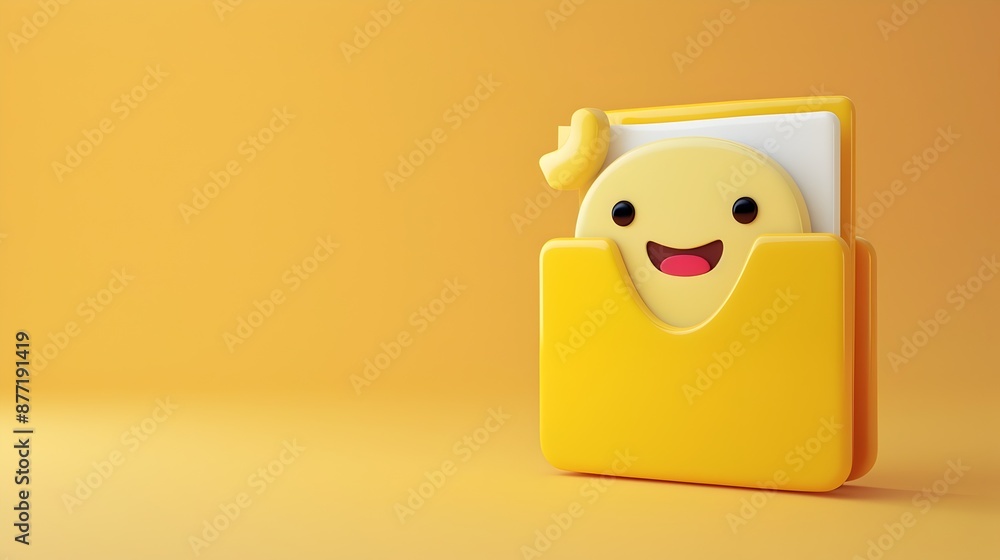 Poster cheerful 3d rendered file folder icon representing professional business organization
