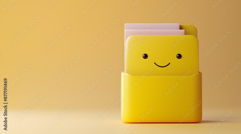Poster cheerful 3d rendering of a smiling business document folder icon for professional organization