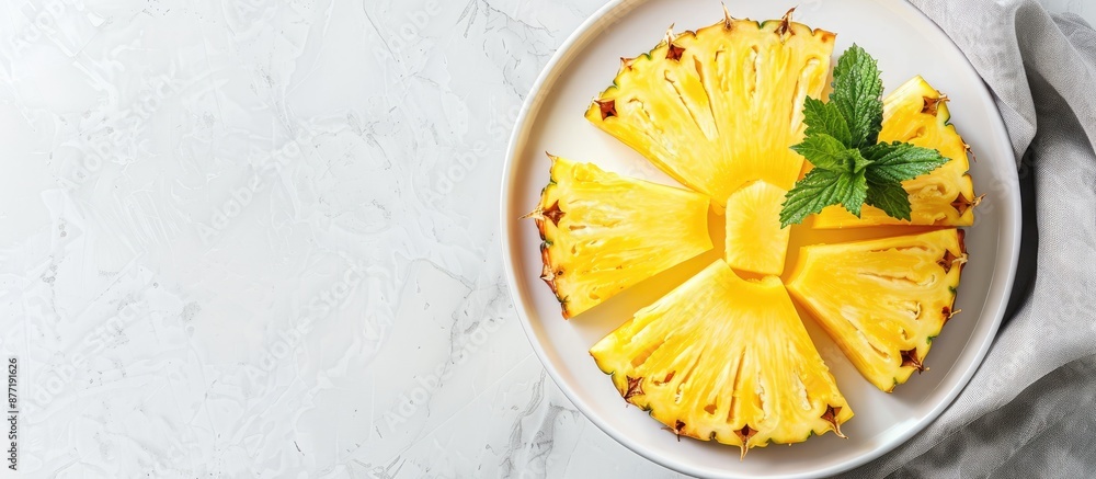 Poster plate of fresh pineapple slices creating a mouthwatering copy space image