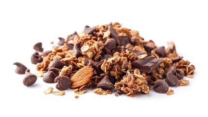 Granola with chocolate chips and almonds, healthy snack mix