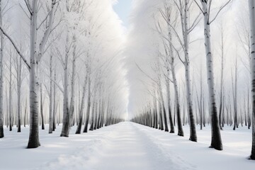 Obraz premium Minimalist winter monochrome poetry in snow serenity, generative IA