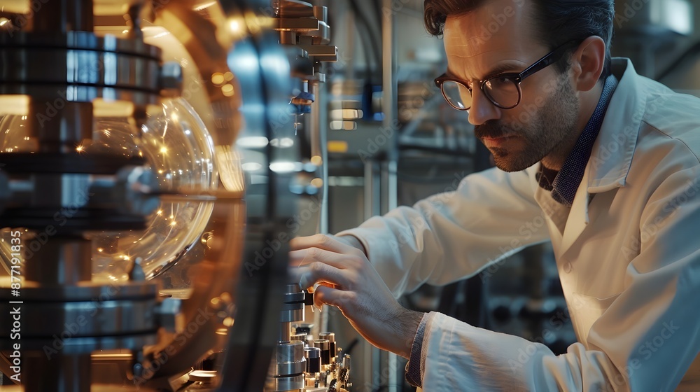 Aufkleber scientist exploring quantum computing technology in the lab for innovative research