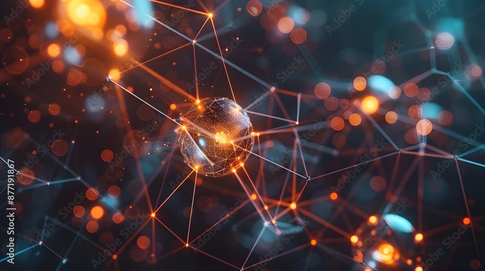 Aufkleber visualizing the core of quantum computing with glowing spheres and connections