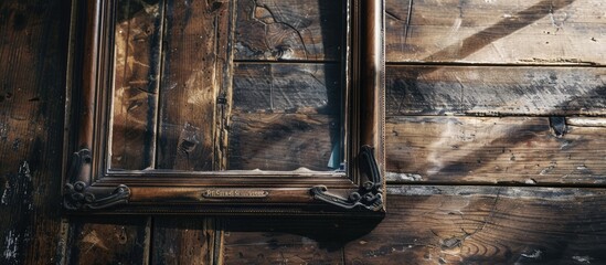 Mockup featuring an antique wooden frame with copy space image