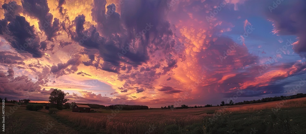 Aufkleber sunset sky panorama with cloudy background perfect for instagram featuring copy space image