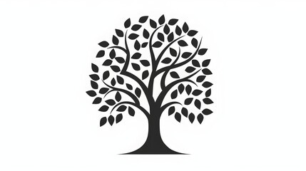 Fototapeta premium Simple Black Tree Icon on White Background,Nature Concept