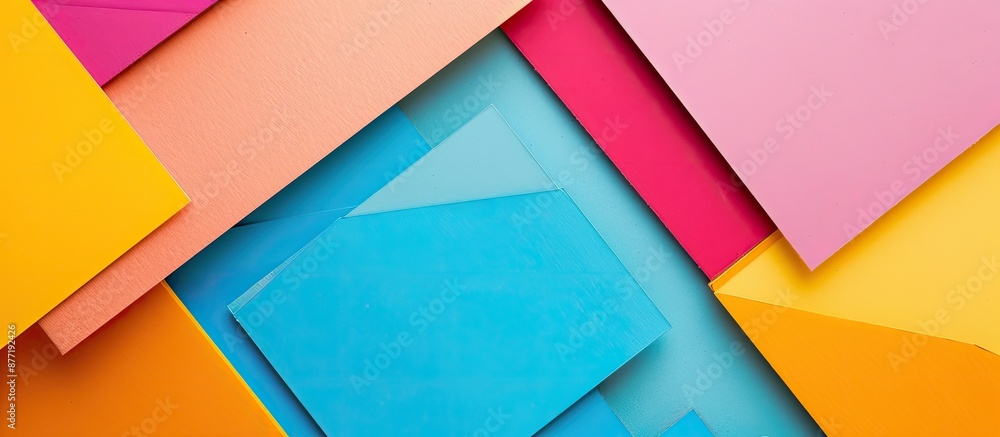 Poster trendy colored geometric cardboard background with copy space image for advertising and text