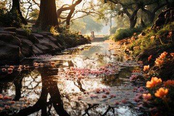 Spring in brushstrokes an exuberant impressionist scene, revealing the bright ep, generative IA