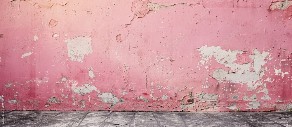 Poster grungy pink wall providing a vintage backdrop or texture with ample copy space image