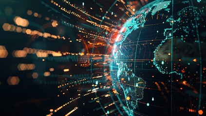 Obraz premium Digital Globe with Data Streams and Connections