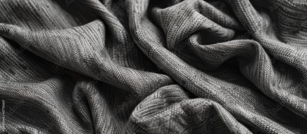 Poster Close up of a gray cotton fabric with folds ideal as a background or for clothing production with copy space image available