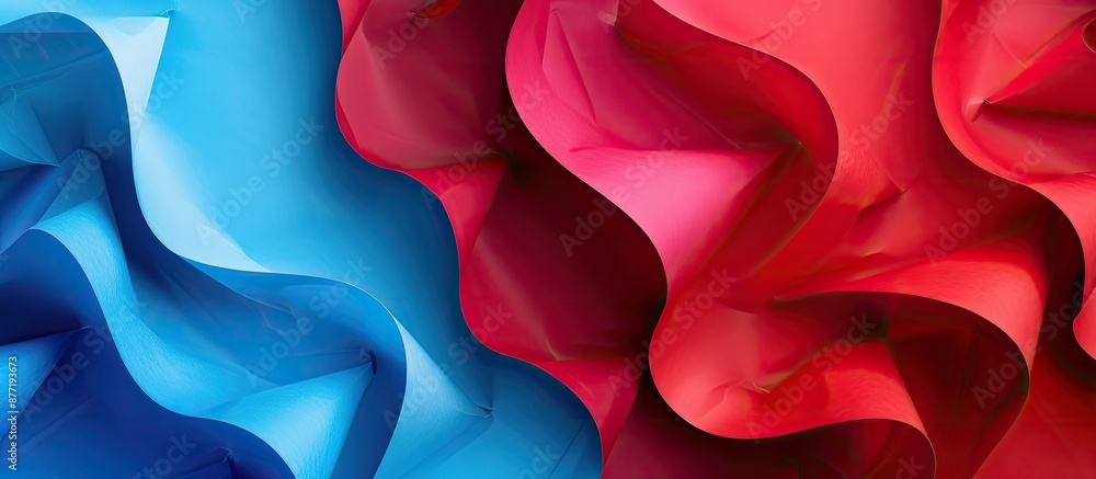 Poster design and decorate with an abstract red and blue paper background featuring copy space image
