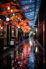 Neon leaves night dance between natural and contemporary, generative IA