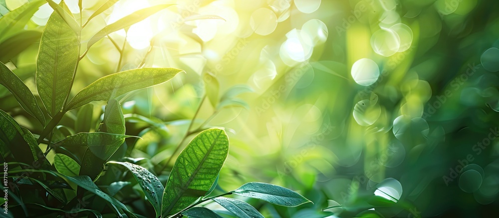 Leinwandbilder blurry background formed by lush greenery under sunlight in a bokeh effect offering a copy space ima