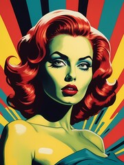 Woman in the style of pop art generative AI illustration