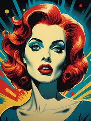 Woman in the style of pop art generative AI illustration