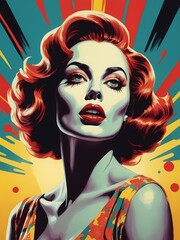 Woman in the style of pop art generative AI illustration