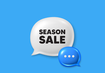 Season sale tag. Text box speech bubble 3d icons. Special offer price sign. Advertising discounts symbol. Season sale chat offer. Speech bubble banner. Text box balloon. Vector