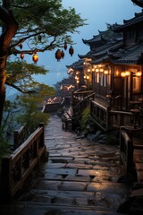 Faded shades a nostalgic journey through the old eastern village, between cerami, generative IA