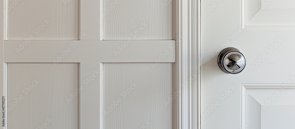 Poster Horizontal white door with a metallic knob featuring a spacious area for additional image content