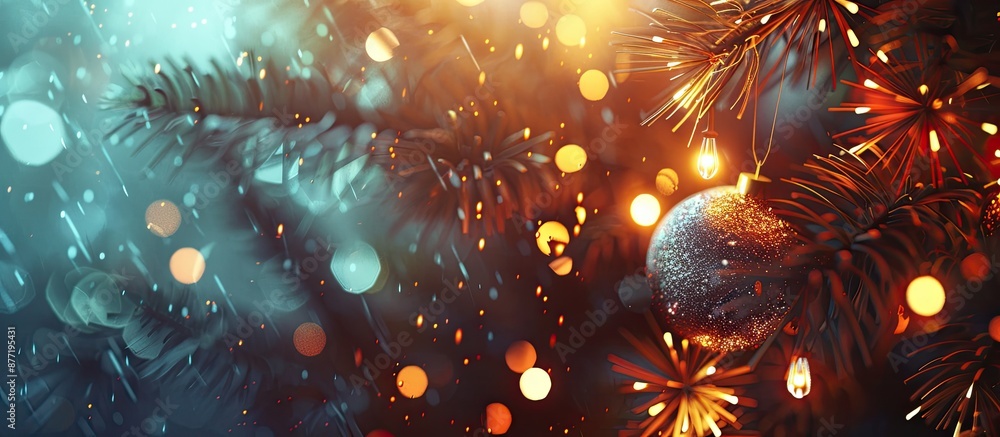 Poster abstract holiday background with fireworks on new year s eve and copy space image