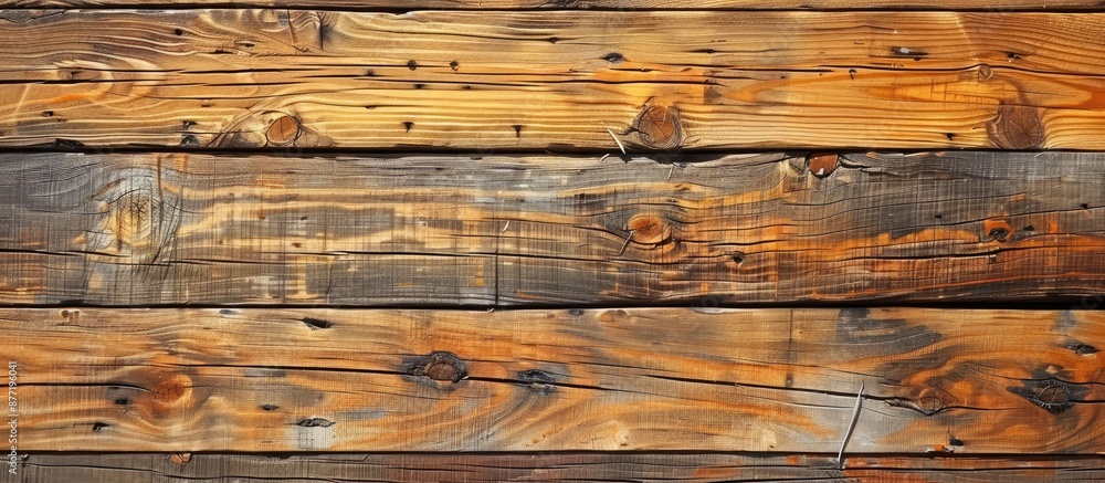 Aufkleber Wooden planks background with a natural pattern ideal as a desktop wallpaper or for website design features copy space for adding text to the image