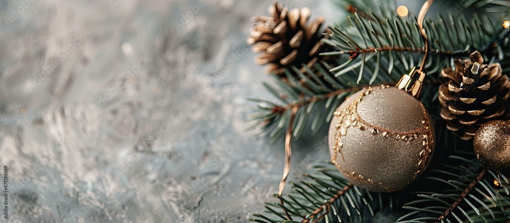Aufkleber christmas tree ornament on abstract backdrop with copy space image
