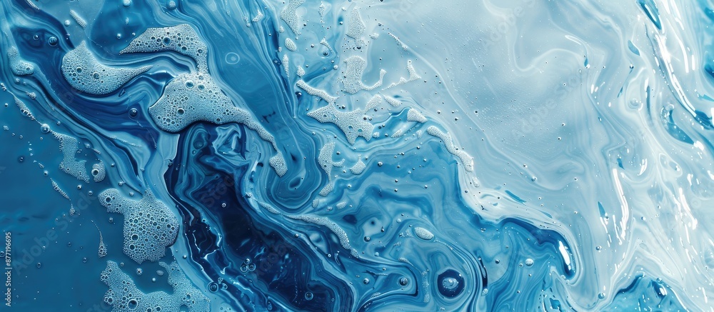 Poster abstract blue water surface with waves and ripples texture aquatic moisturizer with bubbles and tran