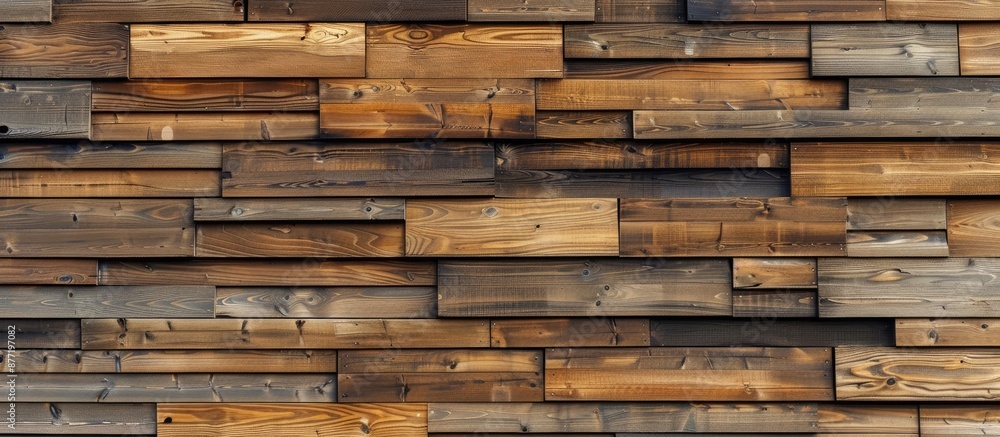 Poster wood textured facade tiles with fastening elements for installation featuring a copy space image