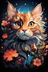 Cat T Shirt Design, generative IA