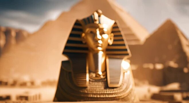 egyptian osiris statue on pyramid background