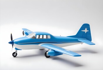 Naklejka premium Blue toy plane model isolated on white background