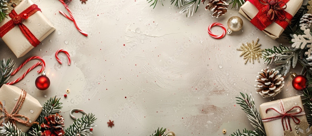 Poster flatlay christmas greeting card mockup with copy space image