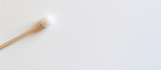 A cotton bud is shown on a white background for removing ear wax providing room for text with a copy space image