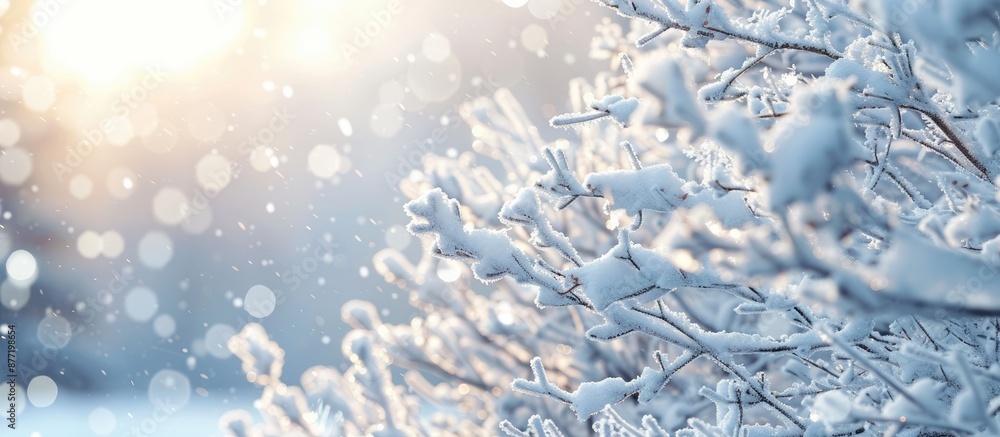 Poster winter landscape with snow covered tree branches perfect for a copy space image