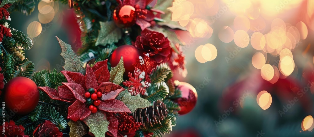 Poster A segment of an elegant Christmas wreath with copy space image