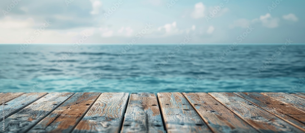 Aufkleber wooden deck table with a sea water background suitable for product display montage ideal for showcas